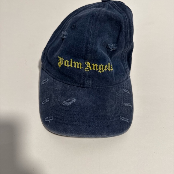 Palm Angels Navy Cap with Yellow Logo